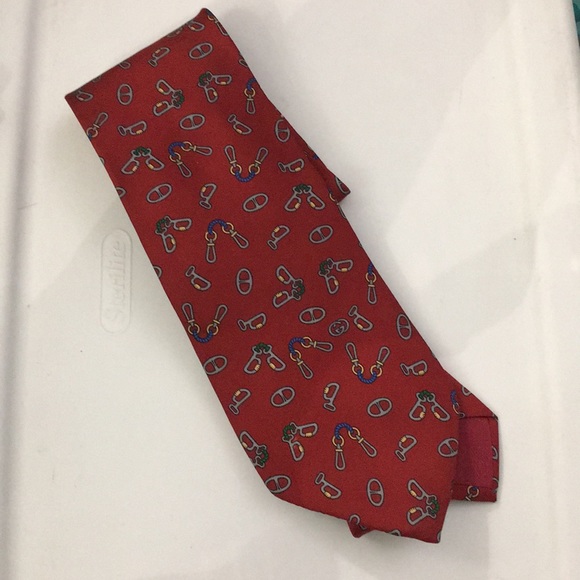 Gucci Dark Red Silk Horse Bit Print Tie - Picture 1 of 7